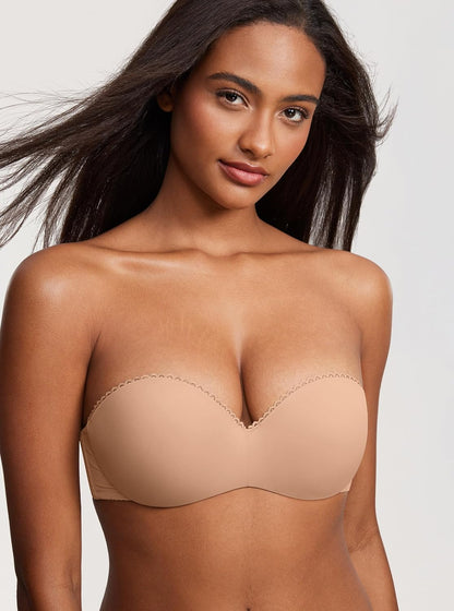 DOBREVA Women's Strapless Push Up Bra Plus Size Padded Underwire Multiway Bandeau